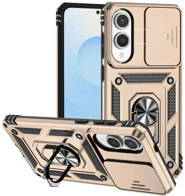 Alt view image 8 of 14 - SOEWIOU Case with Stander Fashion Cover KickStand Case For Samsung Galaxy S25 Edge (Gold)