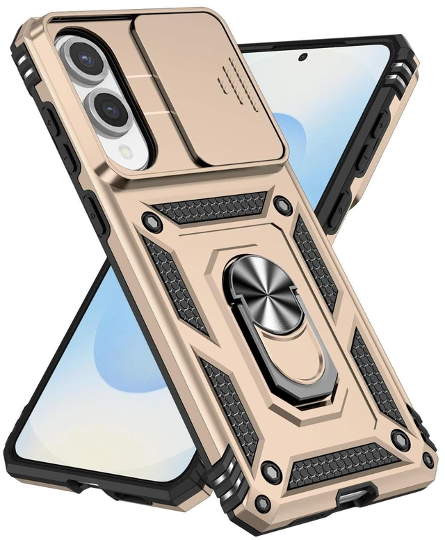 Alt view image 9 of 14 - SOEWIOU Case with Stander Fashion Cover KickStand Case For Samsung Galaxy S25 Edge (Gold)