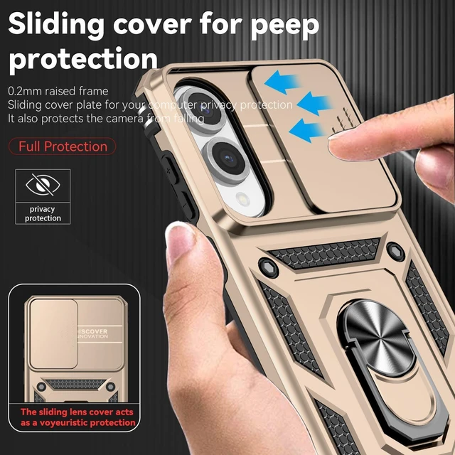 Alt view image 12 of 14 - SOEWIOU Case with Stander Fashion Cover KickStand Case For Samsung Galaxy S25 Edge (Gold)