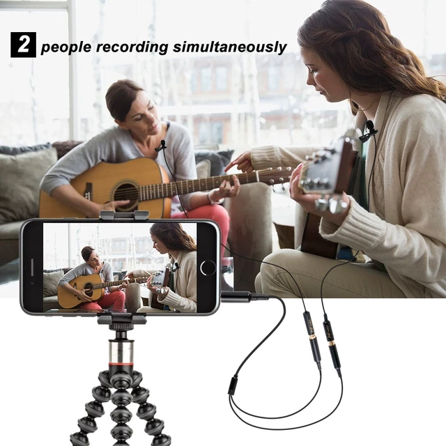 Alt view image 4 of 6 - TRRS Y Microphone Splitter Cable 3.5 mm 4-Pin Audio Adapter for Lavalier Microphones Dual Mic Recording Connector Supports 2 Single-Head Mics or 2 Dual-Head Lavalier Mics Plug and Play
