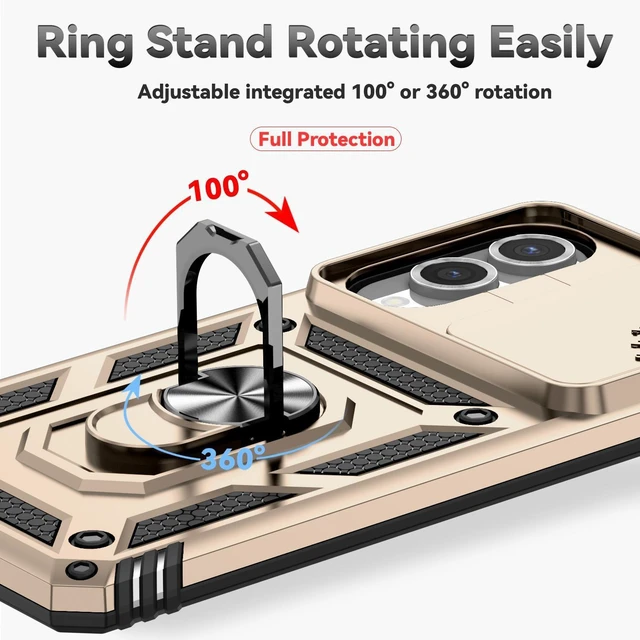 Alt view image 14 of 14 - SOEWIOU Case with Stander Fashion Cover KickStand Case For Samsung Galaxy S25 Edge (Gold)