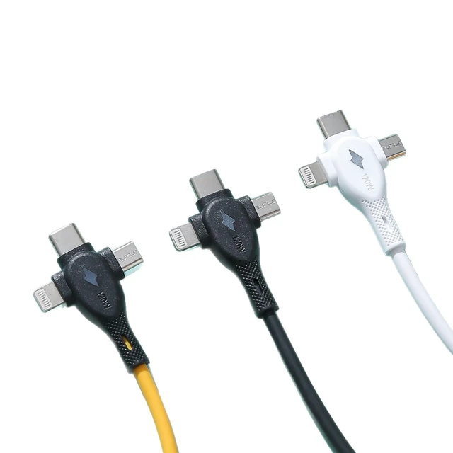 Alt view image 6 of 6 - SOEWIOU 2-Pack Black 3-in-1 Super Fast Charging Cable with LED Light, Universal Multi Cord for Type-C Android iPhone