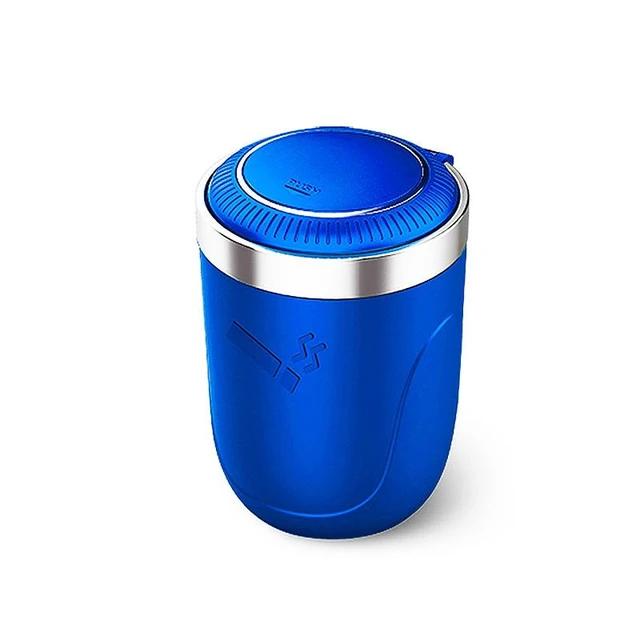 Alt view image 5 of 11 - SOEWIOU Blue Car Ashtray, One-Touch Open Lid Vehicle Ashtray with Metal Inner Liner, Soft LED Light Sealed Smokeproof Auto Ashtray