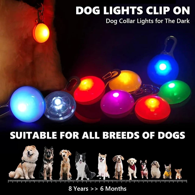 Alt view image 8 of 12 - SOEWIOU LED Dog Collar Light, 4pcs Dog Lights for Night Walking Camping Clip-on LED Dog Tag Light for Dog Collar