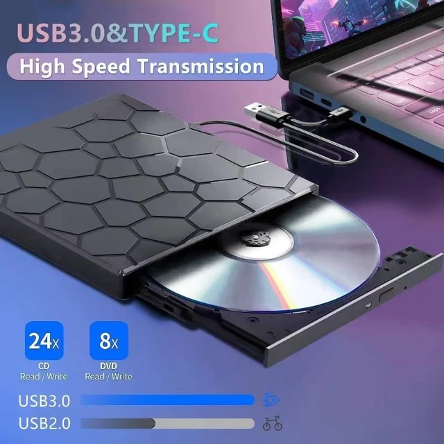 Alt view image 10 of 12 - SOEWIOU External CD/DVD Drive for Laptop, Portable DVD Player for Laptop, 8 in 1 USB 3.0 CD/DVD-ROM +/-RW CD Burner,cd Drive External USB cd Reader Compatible with Desktop Mac,Windows 11/10/8/7 Linux