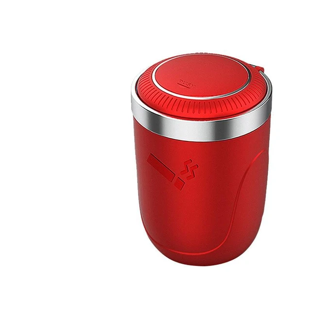 Alt view image 5 of 8 - SOEWIOU Red Car Ashtray, One-Touch Open Vehicle Ashtray with Metal Inner Liner, Soft LED Light, Sealed Odor-Proof Portable Auto Ashtray