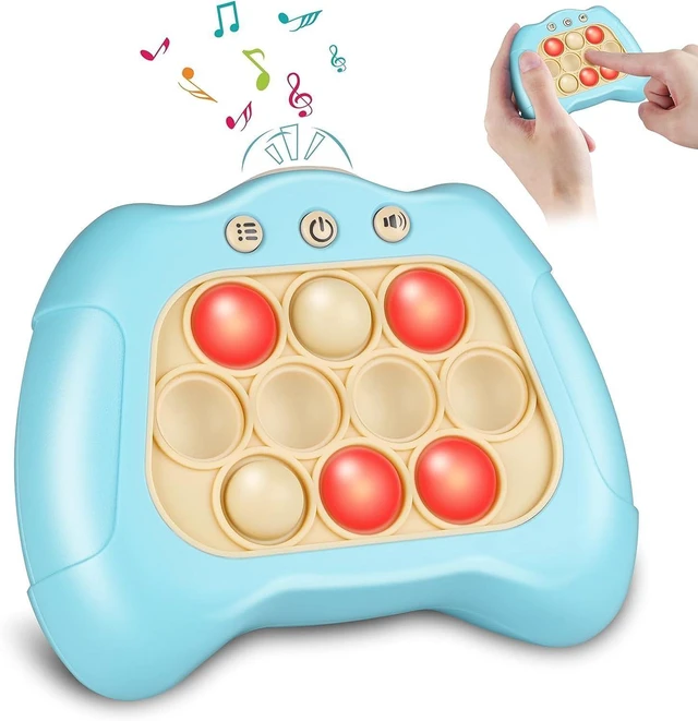 Alt view image 7 of 13 - Quick Push Game for Kids, Handheld Game Sensory Fidget Toys Stress Reliever Pop Bubble Game Controller for Kids 5-12 Years Old, Gifts for Boys Girls Teens Adults Blue