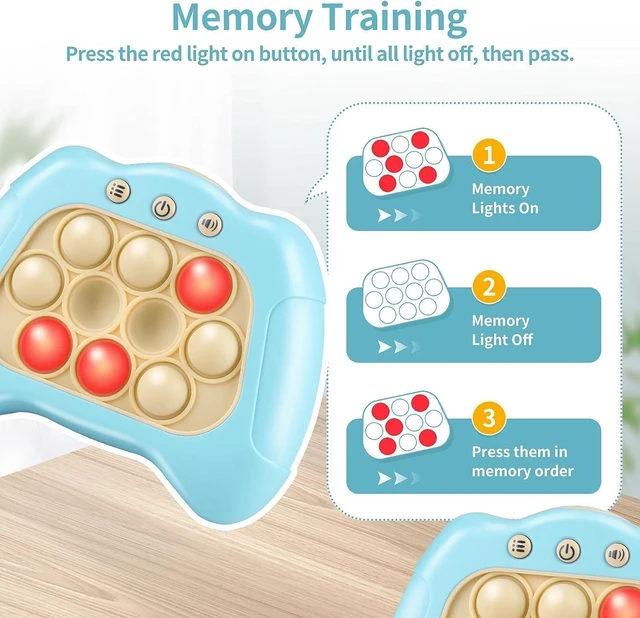 Alt view image 10 of 13 - Quick Push Game for Kids, Handheld Game Sensory Fidget Toys Stress Reliever Pop Bubble Game Controller for Kids 5-12 Years Old, Gifts for Boys Girls Teens Adults Blue