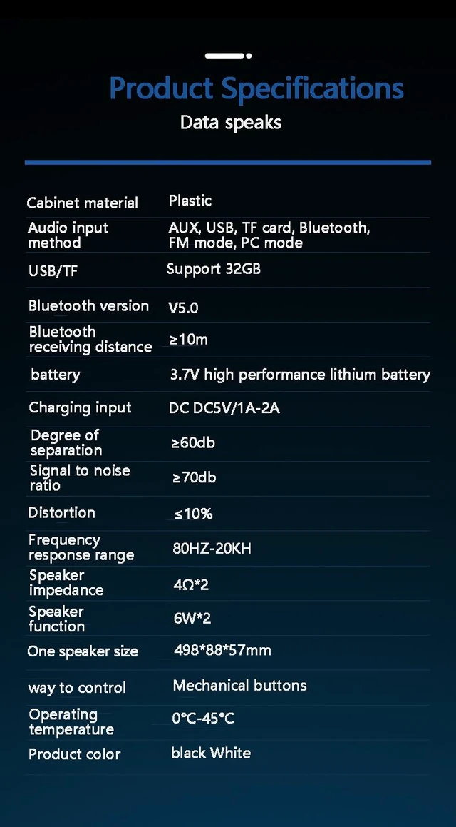 Alt view image 14 of 14 - SOEWIOU Bluetooth Speaker Wireless Game Speaker soundbar USB 3D Stereo Subwoofer AUX FM Home Clock Indoor Bluetooth Sound Bar Computer Loudspeaker 3600mAh (Luxury Black)