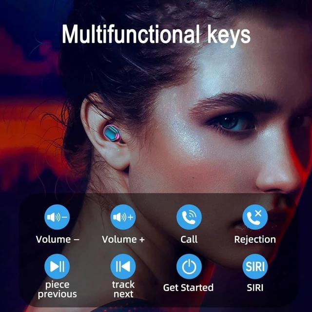 Alt view image 14 of 14 - Wireless Earbuds, Bluetooth 5.3 Headphones HiFi Deep Bass with Mic ,120H Playtime LED Display ,IPX7 Waterproof Button Control True Wireless Earphones,One-Step Pairing,In-Ear Noise Reduction Headset