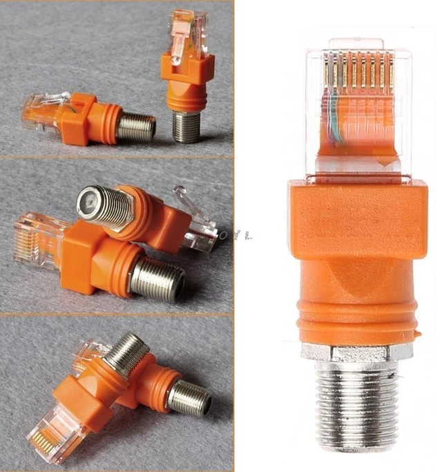 Alt view image 11 of 13 - SOEWIOU F Female To RJ45 Male Coaxial Barrel Coupler Adapter RJ45 To RF Connector Converter