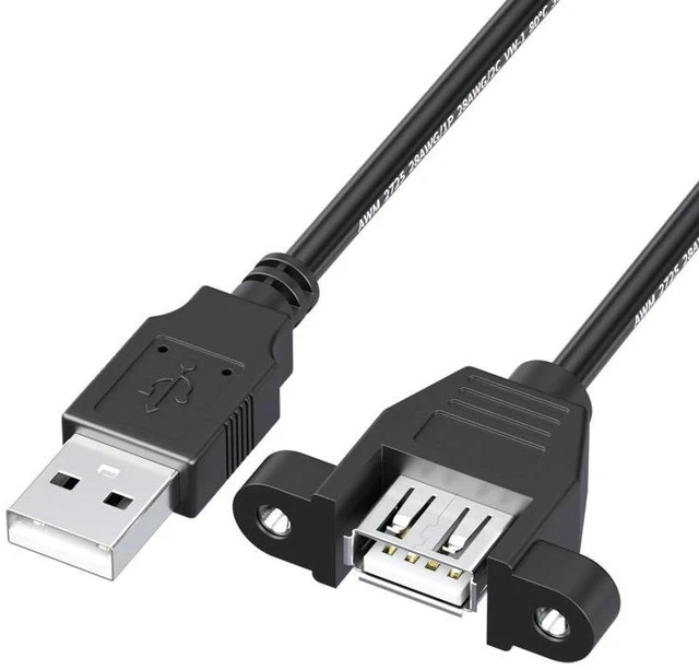 Alt view image 2 of 3 - SOEWIOU USB 2.0 Extension Cable Male to Female with Screw Holes, Panel Mount Chassis Cable for PC Case