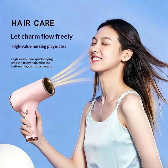 Alt view image 7 of 8 - SOEWIOU Green Cordless Hair Dryer, Wireless Rechargeable High Power Blow Dryer, Home Negative Ion Hair Care Quick Dry Hairdryer, Hot & Cold Air Portable Hair Styling Tool