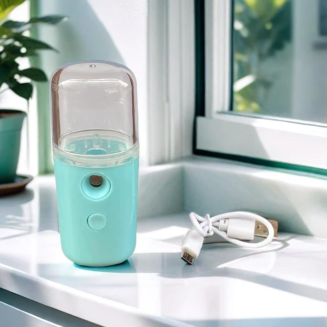 Alt view image 5 of 8 - SOEWIOU Nano Mist Facial Sprayer, Portable Mini Humidifier, Sky Blue BallShaped Rechargeable Moisturizing Beauty Device