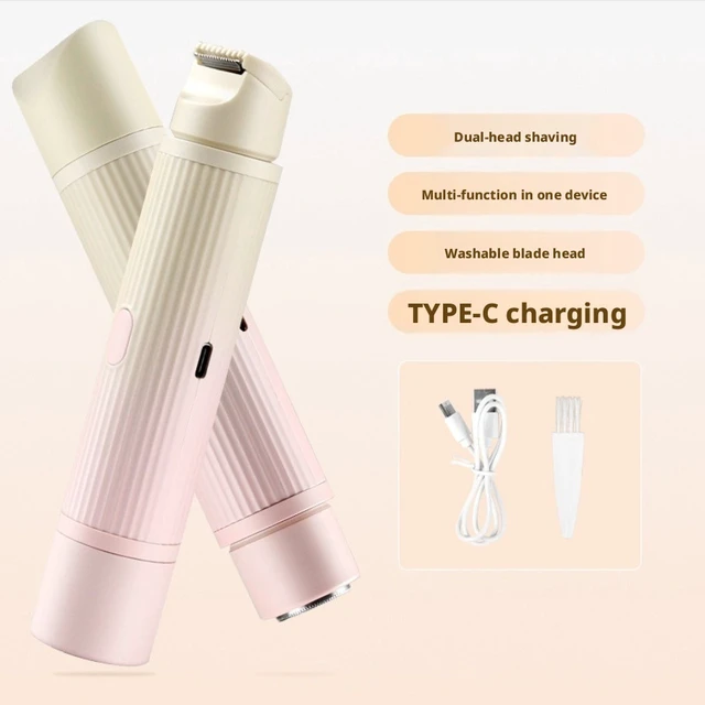 Alt view image 4 of 6 - SOEWIOU Women's 2-in-1 Hair Trimmer, Dual-Head Electric Body Shaver, Wet & Dry Hair Removal Tool for Legs, Arms, Underarms & Bikini Line, Gradient Pink Striped Design