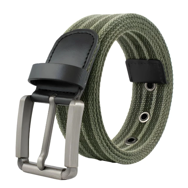 Alt view image 2 of 2 - Metal Pin Buckle Canvas Belt For Men, 1.5 In / 3.8 Cm Wide Student Trendy Commuter Belt, Suitable For Casual Pants