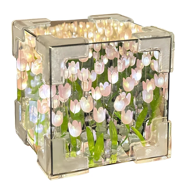 Alt view image 2 of 2 - DIY Night Light, Infinity Mirror Table Lamp, USB Powered, 3.9 in Magic Cube with S, Handmade Room Decor