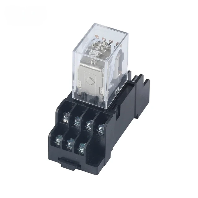 Alt view image 2 of 2 - 1Set Power Relay Coil General Purpose Relay MY4 DPDT MY4NJ Relais DC 12v/24v AC 110v/220v Relay Switch with Socket Base (Size : 24V VDC)