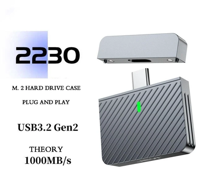 Alt view image 9 of 14 - 2230 M.2 NVMe Direct-attach SSD Enclosure, USB 3.2 10Gbps In-line Aluminum Solid State Drive With Magnet Protective Case