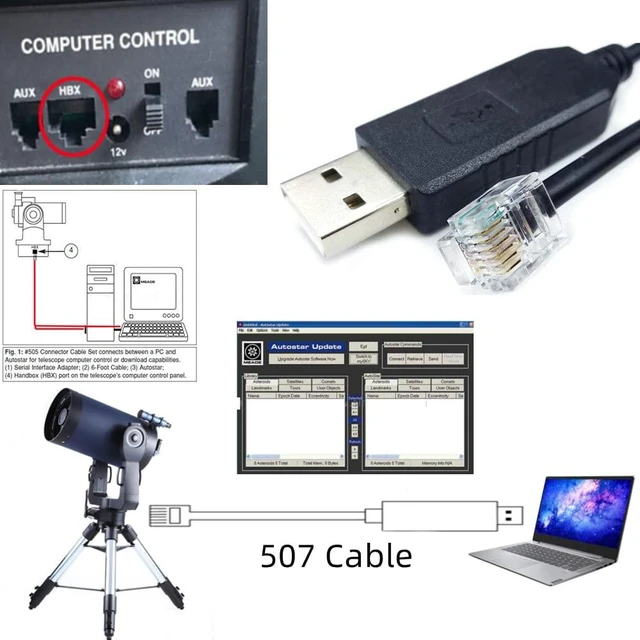 Alt view image 8 of 10 - Washinglee 507 Control Cable for Meade LX200 LX600 Series Telescope, USB Console Cable for Meade LX200 ACF and LX850, Built in FTDI Chip (6 FT / 1.8 M)