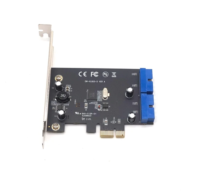 Alt view image 10 of 14 - Weastlinks PCI Express to Dual 20 Pin USB 3.0 Controller Card Super Speed PCI-E X1 to 2 Ports USB 3.0 19 Pin Header With Low Profile Bracket