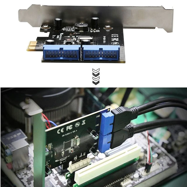 Alt view image 14 of 14 - Weastlinks PCI Express to Dual 20 Pin USB 3.0 Controller Card Super Speed PCI-E X1 to 2 Ports USB 3.0 19 Pin Header With Low Profile Bracket
