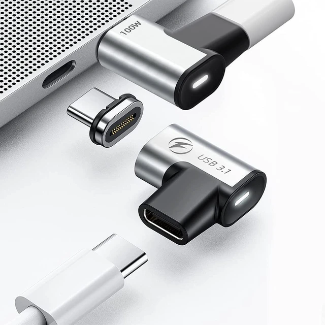 Alt view image 11 of 12 - DuHeSin USB C Magnetic Adapter, (2 Pack) 24Pins USB3.1 10Gbps Data Transfer 4K 60Hz Video PD 100w Charge Compatible with MacBook Pro/Air USB-C Laptop