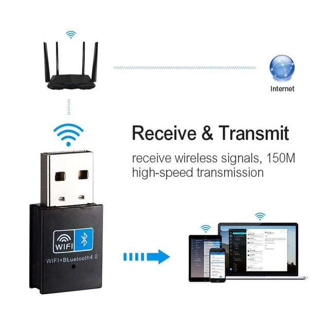 Alt view image 10 of 10 - USB WiFi Adapter 150Mbps Wi-Fi Bluetooth Adapter For PC Ethernet WiFi Dongle 2.4G Network Card Antena Wi Fi Receiver
