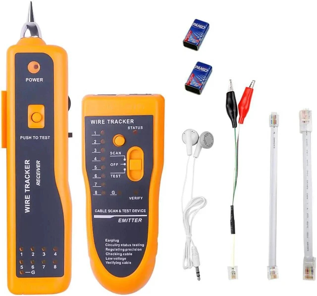 Alt view image 8 of 14 - Wire Tracker Tracer Toner Telephone Ethernet LAN Network Cable Tester Detector Line Finder For RJ11 RJ45 Cat5 Cat6