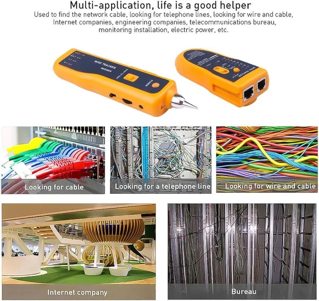 Alt view image 13 of 14 - Wire Tracker Tracer Toner Telephone Ethernet LAN Network Cable Tester Detector Line Finder For RJ11 RJ45 Cat5 Cat6