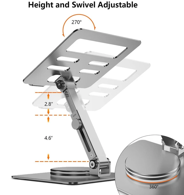 Alt view image 10 of 10 - ONEMU Portable Monitor Mount Holder Swivel Height Adjustable Stand for 15.6 Portable Monitor, Metal Foldable Bracket for Portable Monitor/iPad/Phones/Graphic Pads, Aluminum Alloy, Sliver