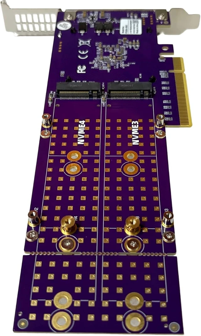 Alt view image 8 of 10 - ASM2824 PCIe 3.0 x8 to 4X M.2 NVMe SSD Adapter Card with ASM2824 for Minisforum Synology ZFS TrueNAS 22110/2280/2260/2242/2230 4* M.2