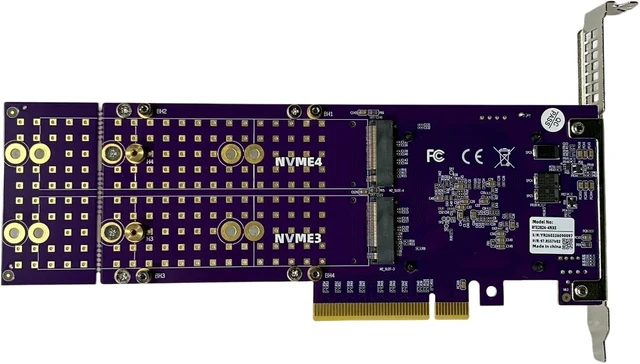 Alt view image 7 of 10 - ASM2824 PCIe 3.0 x8 to 4X M.2 NVMe SSD Adapter Card with ASM2824 for Minisforum Synology ZFS TrueNAS 22110/2280/2260/2242/2230 4* M.2