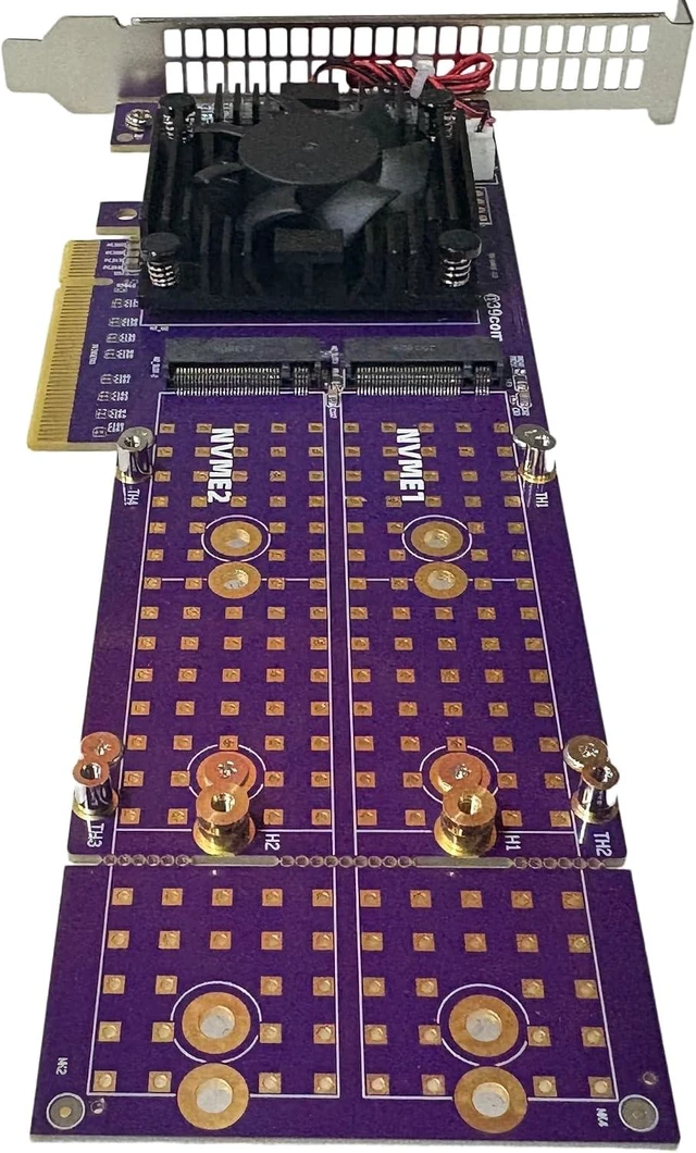 Alt view image 10 of 10 - ASM2824 PCIe 3.0 x8 to 4X M.2 NVMe SSD Adapter Card with ASM2824 for Minisforum Synology ZFS TrueNAS 22110/2280/2260/2242/2230 4* M.2