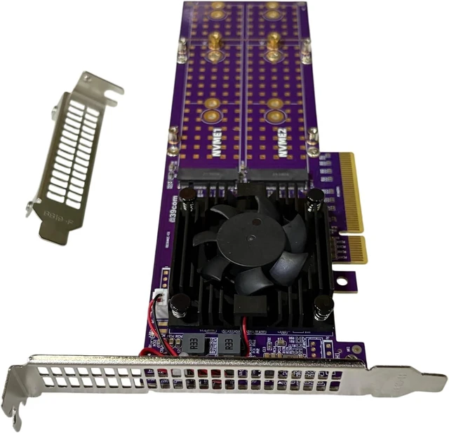 Alt view image 9 of 10 - ASM2824 PCIe 3.0 x8 to 4X M.2 NVMe SSD Adapter Card with ASM2824 for Minisforum Synology ZFS TrueNAS 22110/2280/2260/2242/2230 4* M.2