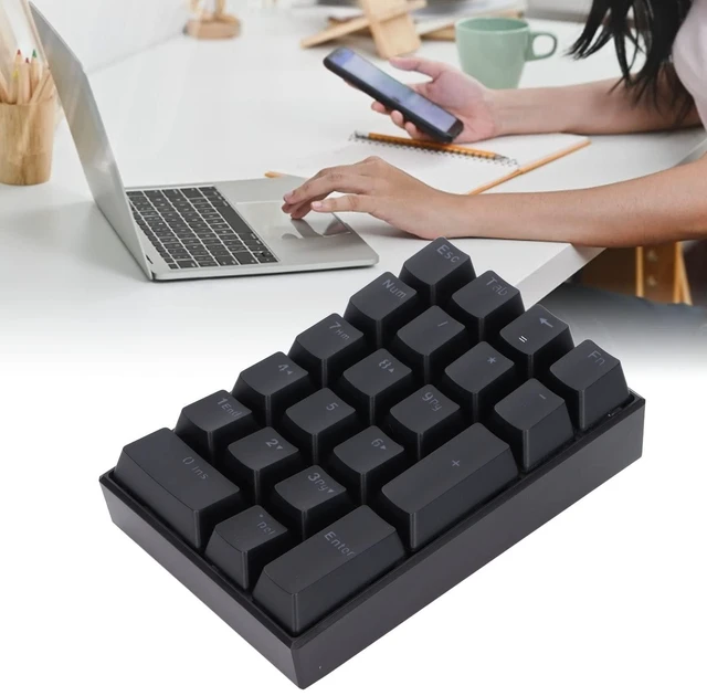 Alt view image 12 of 12 - USB Numeric Keypad, LED Backlit 21-Key Mechanical Numpad for PC Gamers, Ergonomic Wired Number Pad for Desktop Laptop, Mini Portable Numeric Keypad for Home and Office, Plug and Play (Red Switch)
