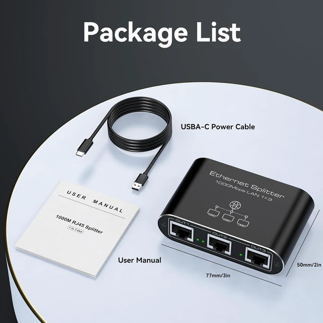 Alt view image 14 of 14 - Ethernet Splitter 1 to 3 1000Mbps High Speed Internet Splitter LAN Splitter Ethernet Switch Either Network Splitter Supports Simultaneous Networking of 3 Devices Works with Cat6/7/8 Cables