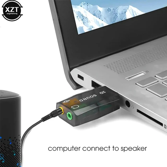 Alt view image 8 of 8 - Channel 5.1 External 3D USB Sound Card with 3.5mm Audio Adapter for Computer headphone Stereo Mic Audio USB Converter