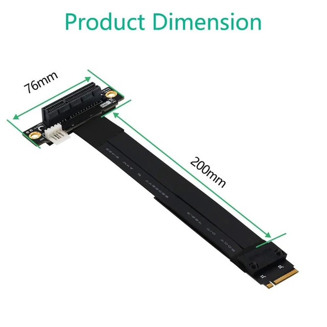 Alt view image 9 of 12 - M.2 NGFF Key M to PCIe 3.0 4X Extension Cable (90°Right Angle PCI-E Slot)