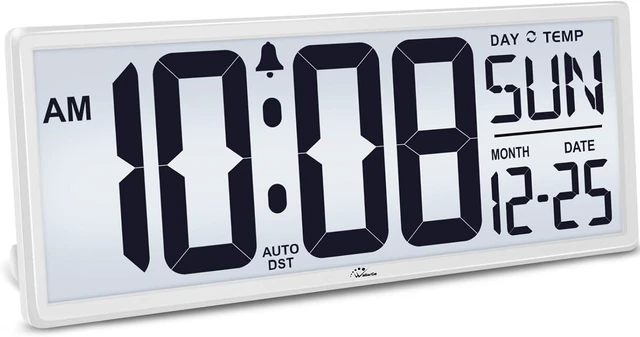 Alt view image 8 of 14 - WallarGe Backlight Digital Wall Clock Battery Operated - with Temperature and Date 14.5'' Large Digital Wall Clock, Easy to Read and Set, Auto DST
