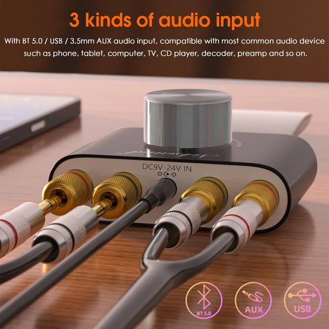 Alt view image 10 of 14 - Nobsound Mini Bluetooth 5.0 Power Amplifier, Stereo Hi-Fi Digital Amp 2.0 Channel 50W×2 with AUX/USB/Bluetooth Input, Wireless Audio Receiver, PC Sound Card with Power Supply (Black)