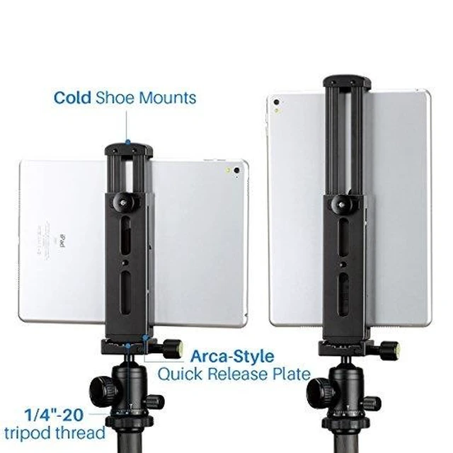 Alt view image 5 of 8 - ulanzi aluminum ipad tripod mount with cold shoe mount,metal tablet tripod adapter holder with quick release plate and 1/4'' screw mount universal for ipad mini/ipad 4/ipad pro/surface pro