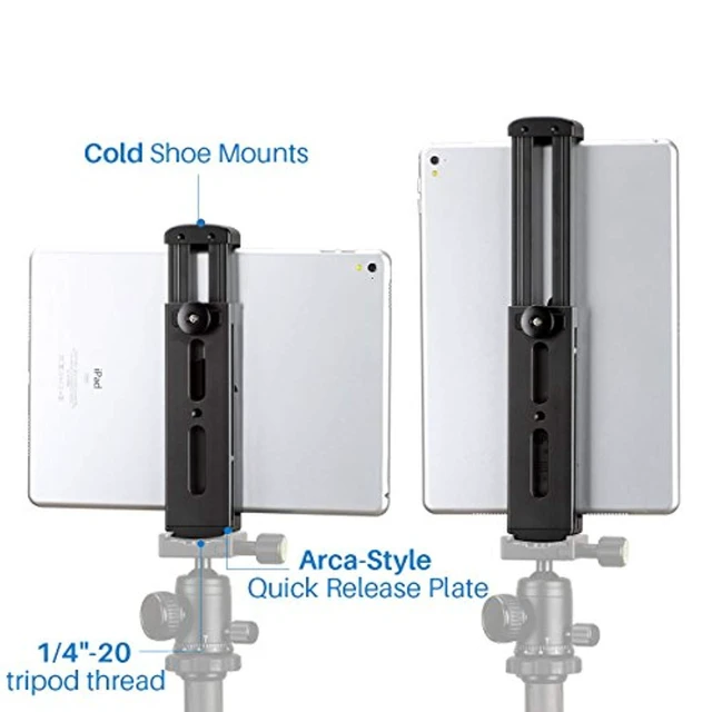 Alt view image 6 of 8 - ulanzi aluminum ipad tripod mount with cold shoe mount,metal tablet tripod adapter holder with quick release plate and 1/4'' screw mount universal for ipad mini/ipad 4/ipad pro/surface pro