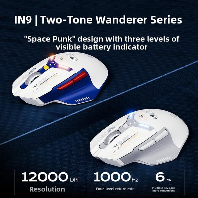 Alt view image 5 of 5 - Three-mode wireless Bluetooth mouse - Wired for electronic sports, gaming, office use and charging. Blue and white