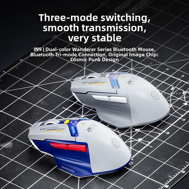Alt view image 2 of 5 - Three-mode wireless Bluetooth mouse - Wired for electronic sports, gaming, office use and charging. Blue and white