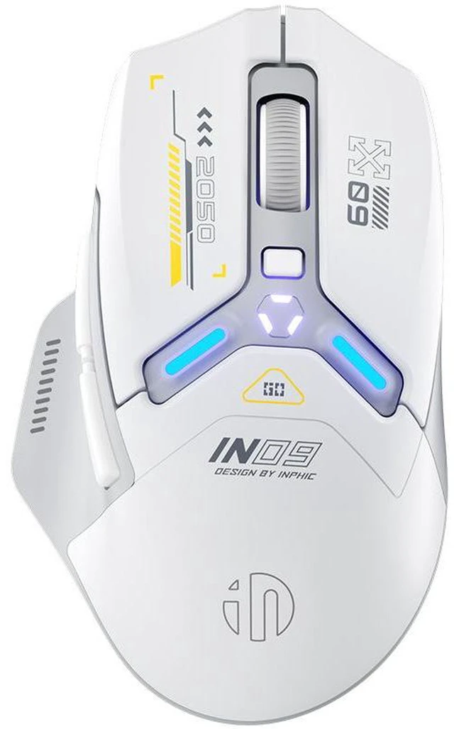 Alt view image 4 of 5 - Three-mode wireless Bluetooth mouse - Wired for electronic sports, gaming, office use and charging. Blue and white