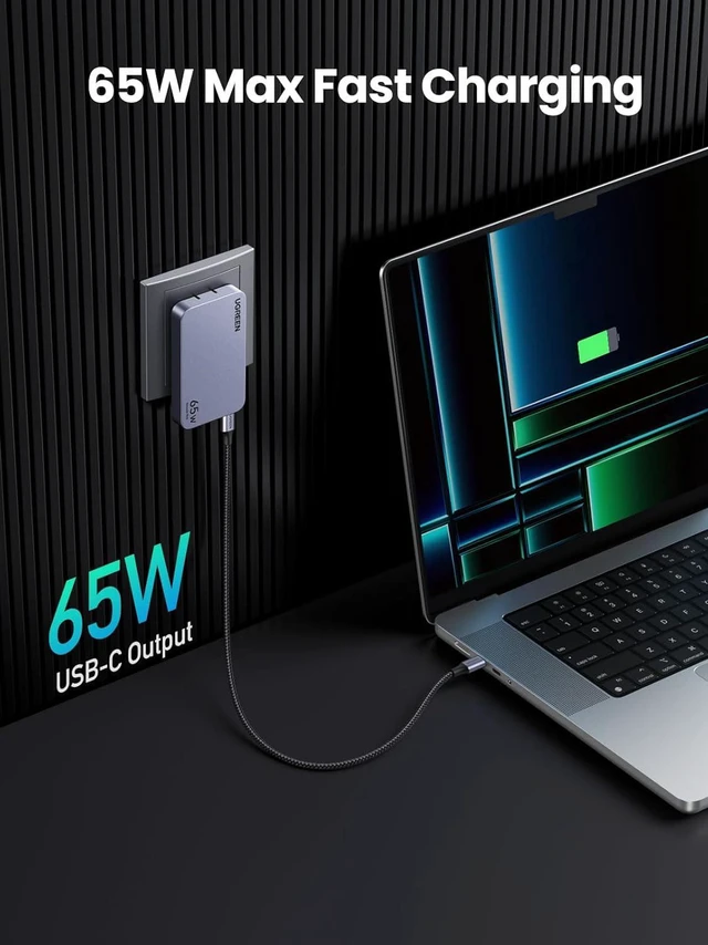 Alt view image 5 of 6 - UGREEN Nexode Pro 65W GaN USB-C ultra-thin wall-mounted charger, 3-port compact fast PPS charger, suitable for iPhone 17/16/15 series, MacBook Air, iPad Pro, Galaxy S25/S24, Pixel 10/9, Steam Deck