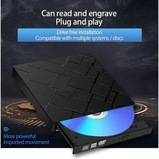 Alt view image 4 of 7 - External DVD Drive, USB 3.0 Type C Portable CD/DVD+/-RW Drive/DVD Player for Laptop CD ROM Burner Compatible with Laptop Desktop PC Windows Linux OS Apple Mac Black