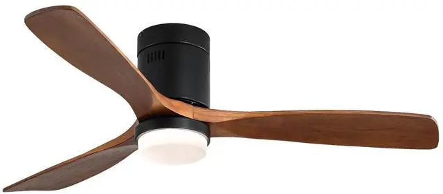 Main image of 52 Inch Indoor Ceiling Fan With Lights 3 Solid Wood Fan Blade Noiseless Reversible Motor Remote Control With Light