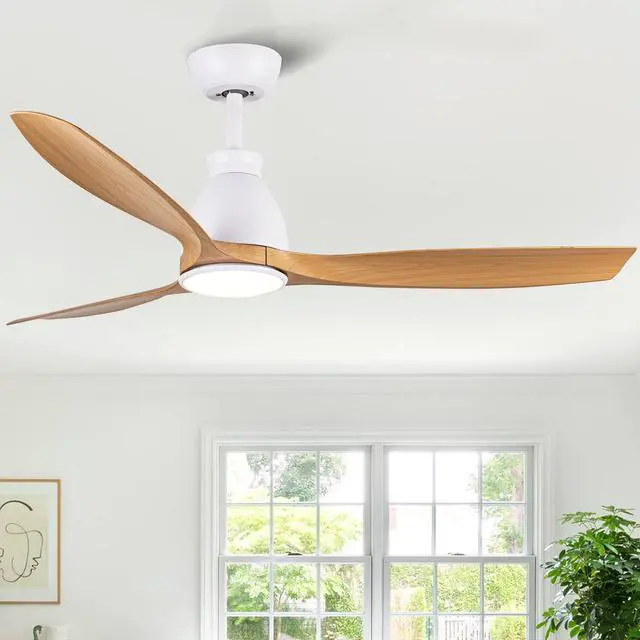 Main image of YUHAO 52 inch Indoor Ceiling Fan with Intergrated LED - Matte White with Antique Brown Wood Grain Blade
